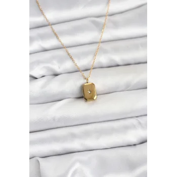 316L Çelik Zincir Gold Renk Minimal Kutup Yıldızı Model Kadın Kolye