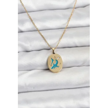 316L Çelik Zincir Gold Renk Shark Figür Kadın Kolye