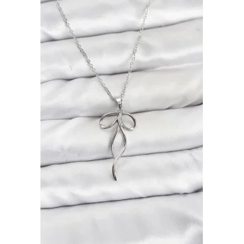 316L Çelik Zincir Gümüş Renk Fiyonk Model Kadın Kolye