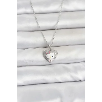 316L Çelik Zincir Gümüş Renk Kitty Model Kolye