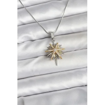316L Çelik Zincir Gümüş Renk Kutup Yıldızı Model Kadın Kolye