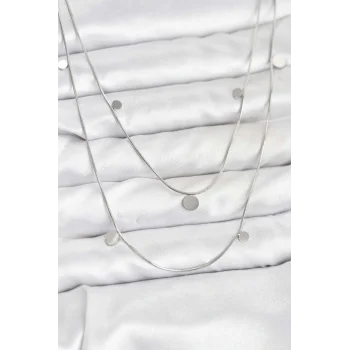 316L Çelik Zincir Gümüş Renk Pullu Kadın Kolye