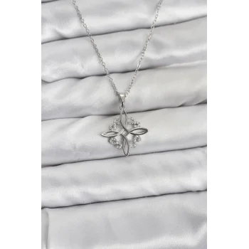 316L Çelik Zincir Gümüş Renk Sonsuzluk Model Zirkon Taşlı Kadın Kolye