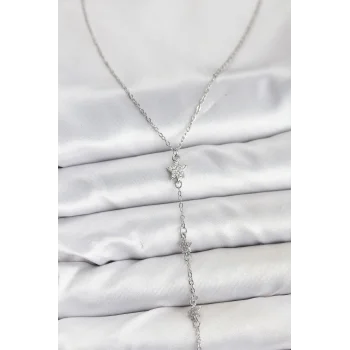 316L Çelik Zincir Gümüş Renkli Yıldız Model Kadın Y Kolye