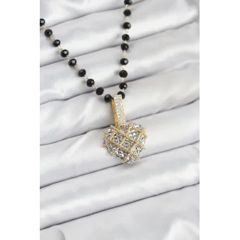 316L Çelik Zincir Kristal Boncuklu Kalpli Kadın Kolye