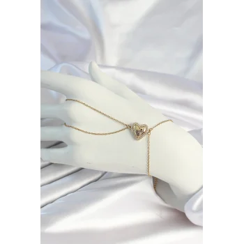 316L Çelik Zincirli Gold Renk Kalp Figürlü Şahmeran