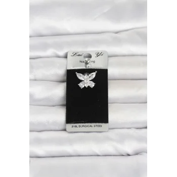 316L Cerrahi Çelik Kelebek Model Göbek Piercing