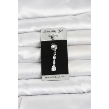 316L Cerrahi Çelik Sallantılı Damla Model Göbek Piercing