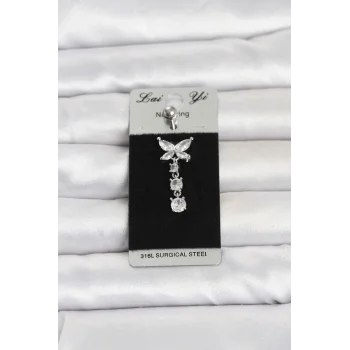 316L Cerrahi Çelik Sallantılı Kelebek Model Göbek Piercing