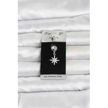 316L Cerrahi Çelik Sallantılı Kutup Yıldızı Model Göbek Piercing