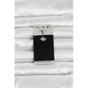 316L Cerrahi Çelik Zirkon Taşlı Göbek Piercing