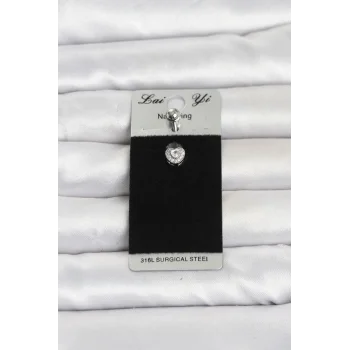 316L Cerrahi Çelik Zirkon Taşlı Kalp Model Göbek Piercing