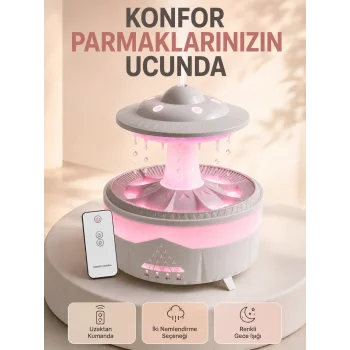 350 ML UFO Tasarımlı Ultrasonik Hava Nemlendirici Yağmur Efektli Gece Lambası