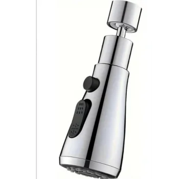 360 DERECE DÖNEBİLEN- 3 MOD  KROM YAĞMUR PÜSKÜRTME BORULU KUBAR MUSLUK UCU  (5047)