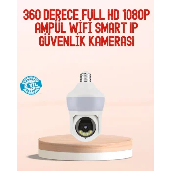 360° Full HD Wi-Fi Akıllı Ampül Kamera Gece Görüşlü