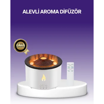3D Alev Efektli Hava Nemlendirici – Uzaktan Kumandalı ve 8 Saat Çalışma Süreli