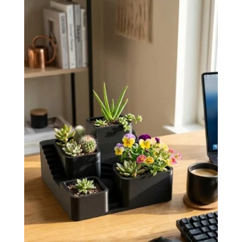 3D Baskı Kaktüs ve Sukulent Saksı Seti Çok Katlı Şık Ev Ofis Dekoru