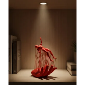 3D El Üzerinde İnsan Figürü Kırmızı Sanatsal Masa Üstü Dekor 12x18 cm