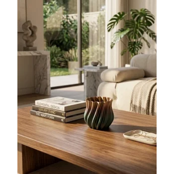 3D Kıvrımlı Siyah Metalik Vazo Modern Dekoratif Şık Ev Aksesuarı