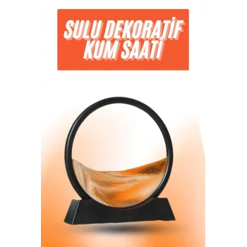 3D LED Işıklı Kum Saati Gece Lambası Hareketli Sulu Kum Saati Orta Boy