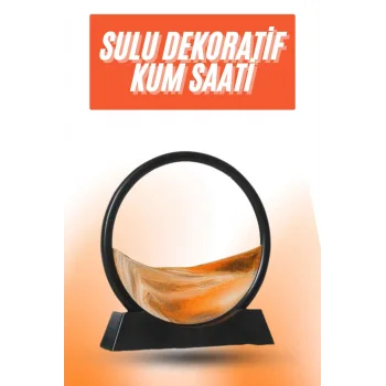 3D LED Işıklı Kum Saati Gece Lambası Hareketli Sulu Kum Saati Orta Boy