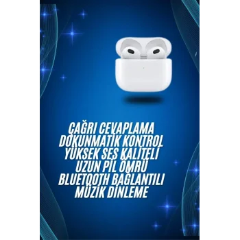 3.Nesil İOS Android Uyumlu Bluetooth 5.0 Beyaz Çağrı Cevaplama
