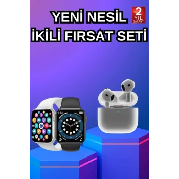 3.Nesil TWS Bluetooth Kulaklık ve Dokunmatik Ekran Akıllı Saat Sesli Görüşme