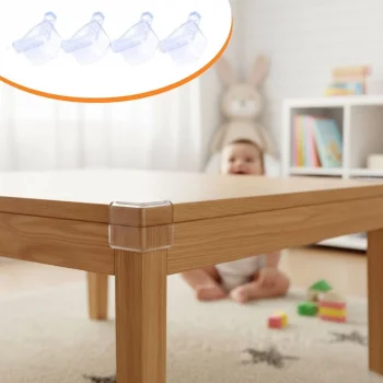 4 Adet Kendiliğinden 3M Yapışkanlı Yumuşak ve Esnek Yapıda Sehpa,Masa,Dolap Köşe Koruyucu Aparat (5047)