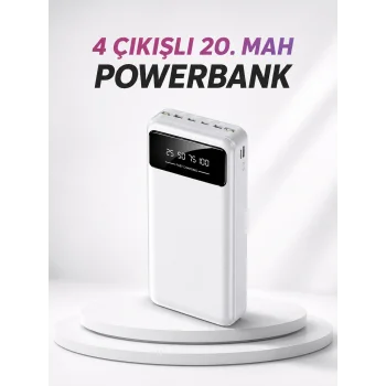 4 Çıkışlı 20.000 MAH Powerbank Taşınabilir Çoklu Giriş