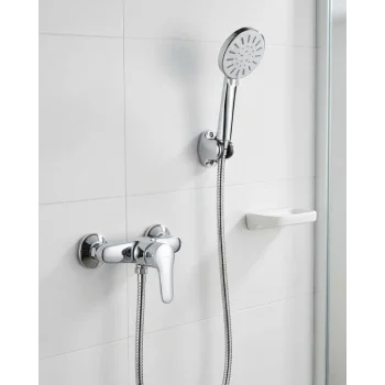 4 Fonksiyonlu Krem El Duşu Seti Spiral Hortum ve Duş Askısı