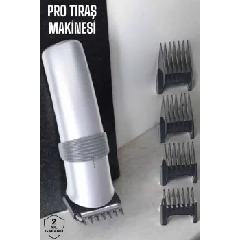 4 Taraklı Profesyonel Şarjlı Saç ve Sakal Kesme Tıraş Makinesi Seti