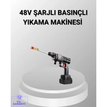 48V Kablosuz Yıkama Makinesi – 2 Pil, Köpük Tankı ve Ayarlanabilir
