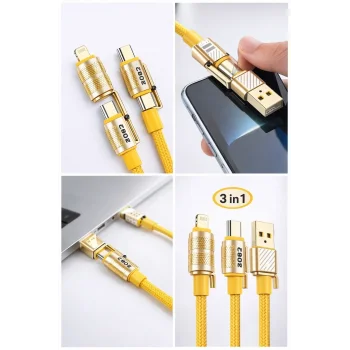 4in1 Hızlı Şarj Ve Data Kablosu Type-c / Lightning / Micro Usb PL-8631 (5047)