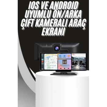 4K 10.2 İnç Çift Kameralı Araç Multimedya Ekranı CarPlay Kablosuz Tüm Cihazlara Uyumlu