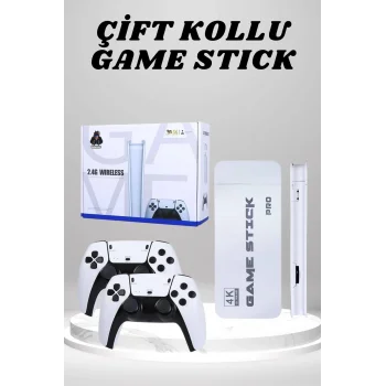 4K HD Görüntü Kaliteli Retro Game Stick 20000 Oyunlu Çift Kollu Beyaz Game Stick