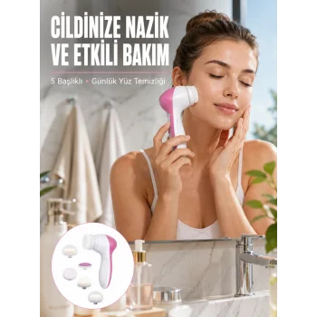 5 Başlıklı Cilt Temizleme Cihazı Ultra Kaliteli Yumuşak Kırşıklık Karşıtı