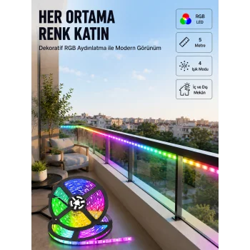 5 Metre Kumandalı RGB Şerit LED Aydınlatma