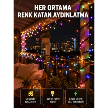 5 Metre Şeffaf Kablo LED Peri Işığı 50 Ampullü Dekoratif Led Yeni Nesil
