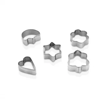 5 PCS METAL KURABİYE KALIP KALP - YILDIZ - PAPATYA - AĞAÇ (5047)