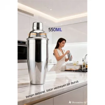 550 ml Inox Shaker - Kokteyl Karıştırma Kabı  Süzgeçli Bar Shaker Paslanmaz Çelik