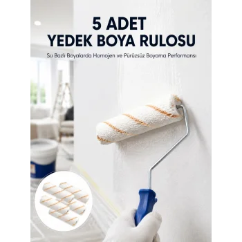 5’li Mini Rulo Boya Seti Duvar Tavan Emülsiyon Uygulama