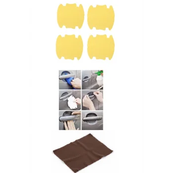 5li Set Araba Kapı Kolu Koruyucu Çizilme Önleyici Şeffaf Sticker Film Koruma Seti