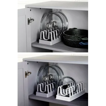 6 Bölmeli Tencere Kapak Rafı - Tencere Kapak Organizeri