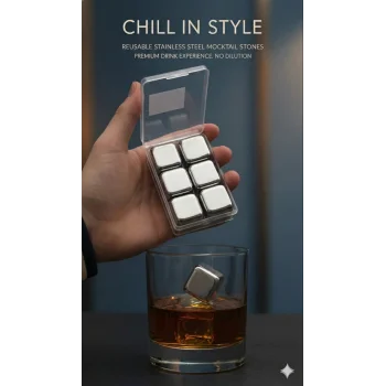 6lı Çelik Metal Kaplama Viski Taşı Soğutma Buz Küpü