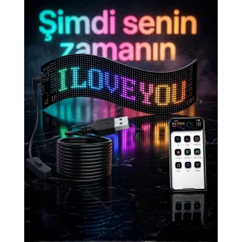 60 cm LED Matrix Panel 16x96 Piksel Bluetooth Kontrollü RGB Kayan Yazı Ekranı