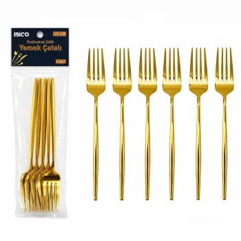60 PARÇA GOLD YEMEK ÇATAL SETİ 21CM - 1 PAKET İÇİNDE 6 ADET VARDIR - 10 PAKET GÖNDERİLİR (5047)