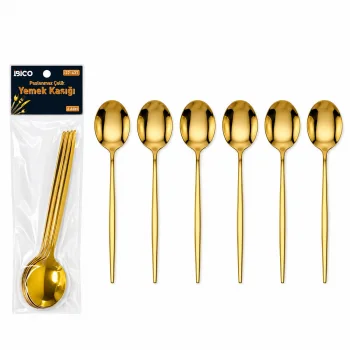 60 PARÇA GOLD YEMEK KAŞIK SETİ 21CM - 1 PAKET İÇİNDE 6 ADET VARDIR - 10 PAKET GÖNDERİLİR (5047)