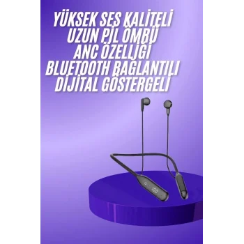 60 Saat Kablolu Boyun Askılı Dijital Göstergeli Bluetooth Kulaklığı