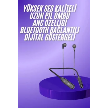 60 Saat Kablolu Boyun Askılı Dijital Göstergeli Bluetooth Kulaklığı
