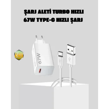 67W Süper Hızlı Şarj Adaptörü ve Kablo Seti – Güvenli, Kompakt ve Ergonomik Tasarım